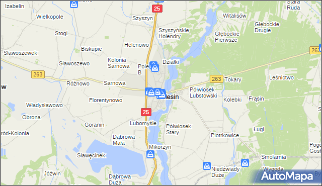 mapa Ślesin powiat koniński, Ślesin powiat koniński na mapie Targeo