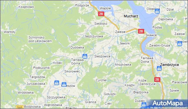 mapa Śleszowice, Śleszowice na mapie Targeo