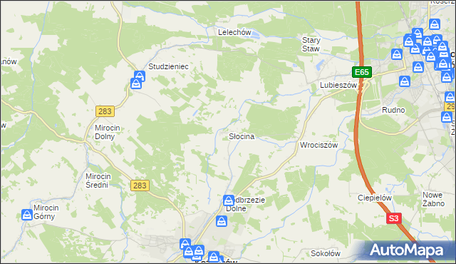 mapa Słocina, Słocina na mapie Targeo