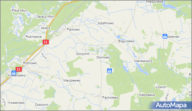 mapa Słomowo gmina Rogoźno, Słomowo gmina Rogoźno na mapie Targeo