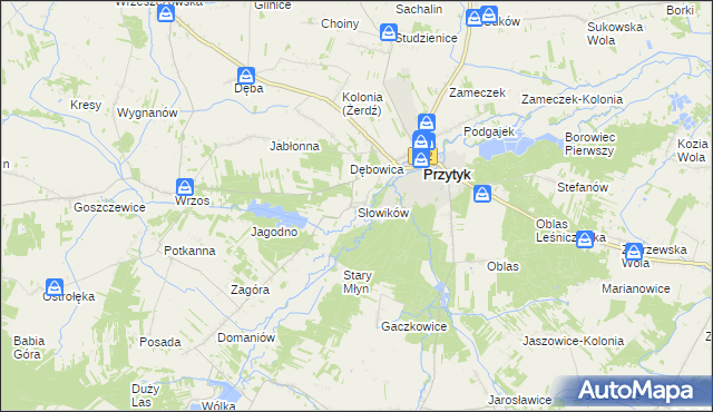 mapa Słowików gmina Przytyk, Słowików gmina Przytyk na mapie Targeo