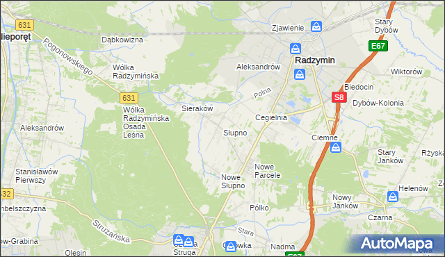 mapa Słupno gmina Radzymin, Słupno gmina Radzymin na mapie Targeo