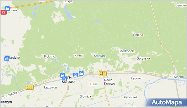 mapa Smolarz gmina Stare Kurowo, Smolarz gmina Stare Kurowo na mapie Targeo