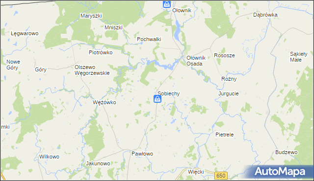 mapa Sobiechy, Sobiechy na mapie Targeo