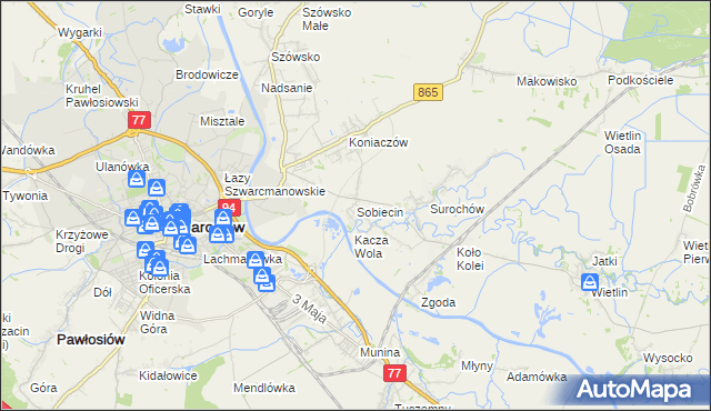 mapa Sobiecin, Sobiecin na mapie Targeo