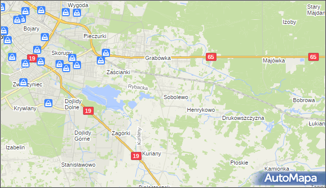 mapa Sobolewo gmina Supraśl, Sobolewo gmina Supraśl na mapie Targeo