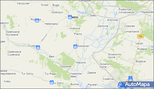 mapa Sobowice gmina Imielno, Sobowice gmina Imielno na mapie Targeo