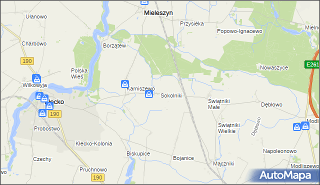 mapa Sokolniki gmina Mieleszyn, Sokolniki gmina Mieleszyn na mapie Targeo