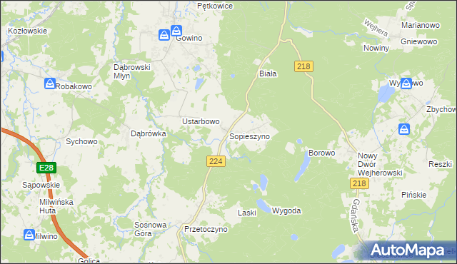 mapa Sopieszyno, Sopieszyno na mapie Targeo