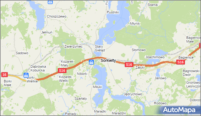 mapa Sorkwity, Sorkwity na mapie Targeo