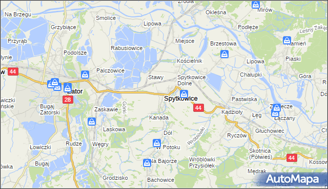 mapa Spytkowice powiat wadowicki, Spytkowice powiat wadowicki na mapie Targeo