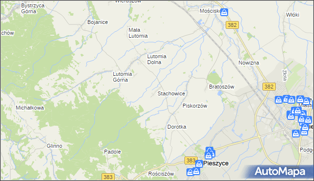 mapa Stachowice, Stachowice na mapie Targeo