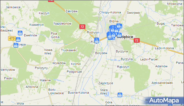 mapa Stacja Poddębice, Stacja Poddębice na mapie Targeo