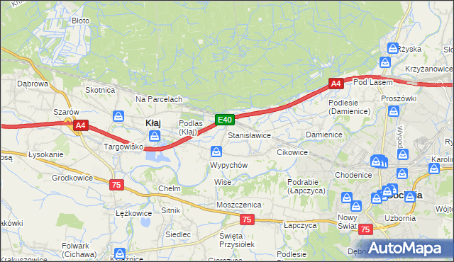 mapa Stanisławice gmina Bochnia, Stanisławice gmina Bochnia na mapie Targeo