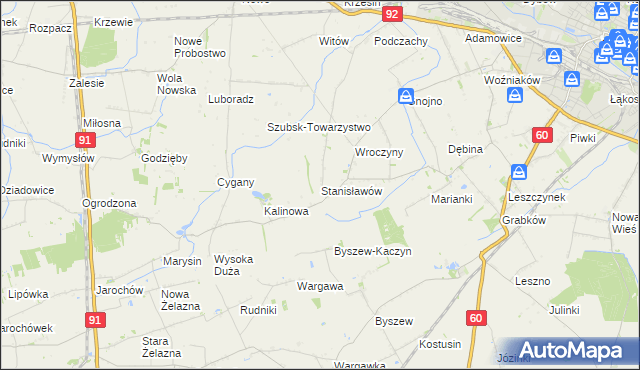 mapa Stanisławów gmina Kutno, Stanisławów gmina Kutno na mapie Targeo