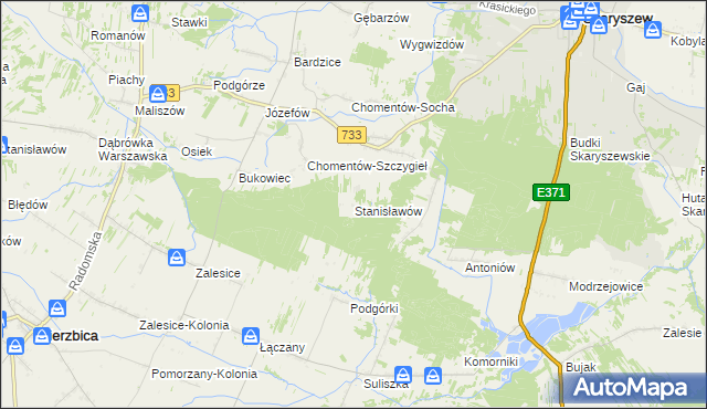 mapa Stanisławów gmina Skaryszew, Stanisławów gmina Skaryszew na mapie Targeo