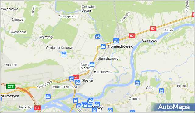 mapa Stanisławowo gmina Pomiechówek, Stanisławowo gmina Pomiechówek na mapie Targeo
