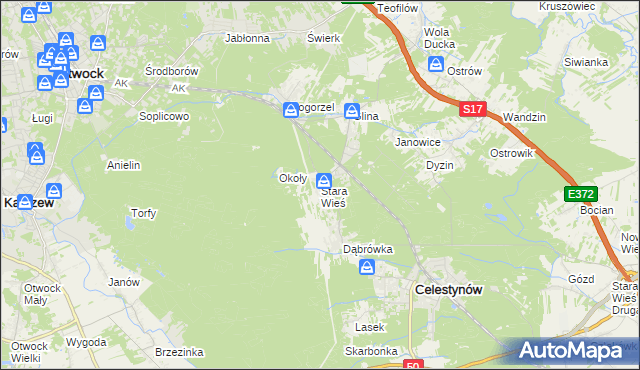 mapa Stara Wieś gmina Celestynów, Stara Wieś gmina Celestynów na mapie Targeo