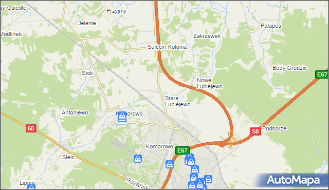 mapa Stare Lubiejewo, Stare Lubiejewo na mapie Targeo