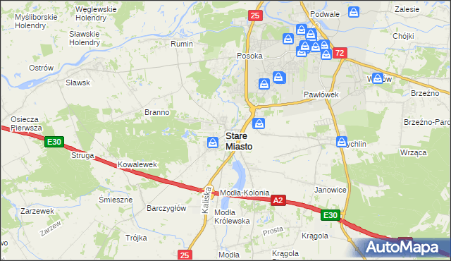 mapa Stare Miasto powiat koniński, Stare Miasto powiat koniński na mapie Targeo