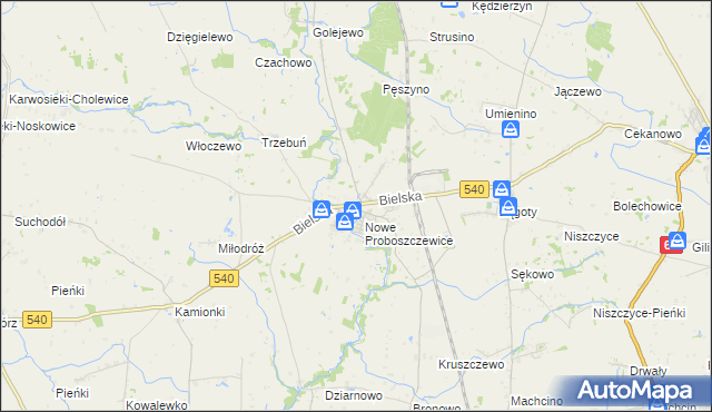 mapa Stare Proboszczewice, Stare Proboszczewice na mapie Targeo