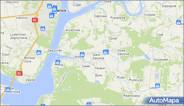 mapa Stare Załubice, Stare Załubice na mapie Targeo