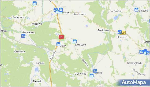 mapa Starkowo gmina Trzebielino, Starkowo gmina Trzebielino na mapie Targeo