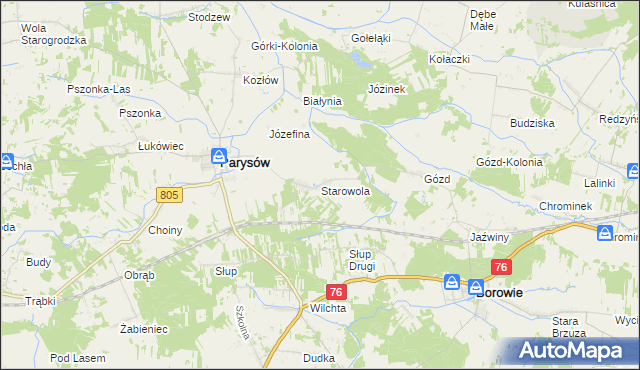 mapa Starowola gmina Parysów, Starowola gmina Parysów na mapie Targeo