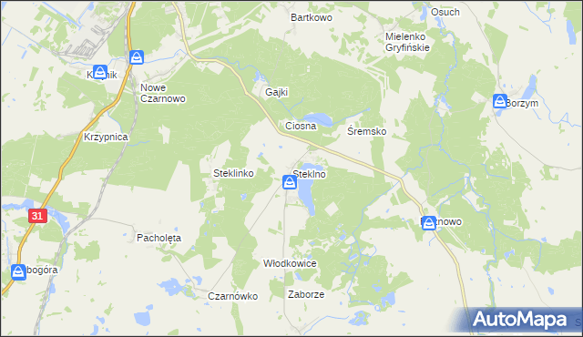 mapa Steklno, Steklno na mapie Targeo