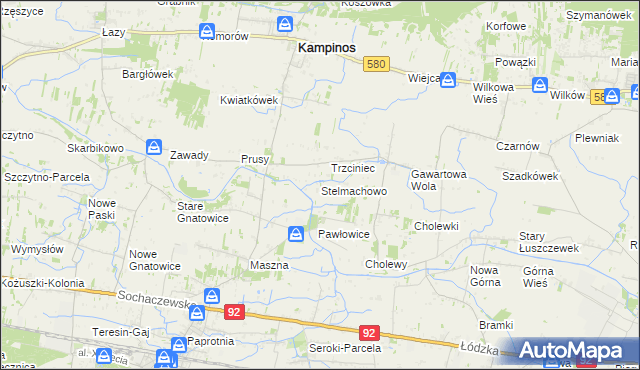 mapa Stelmachowo gmina Leszno, Stelmachowo gmina Leszno na mapie Targeo