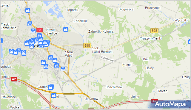 mapa Stok Lacki, Stok Lacki na mapie Targeo