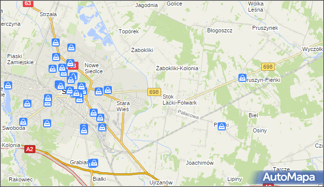 mapa Stok Lacki-Folwark, Stok Lacki-Folwark na mapie Targeo