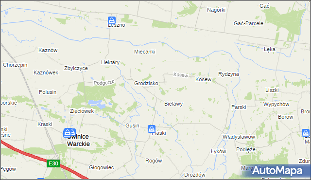 mapa Strachów gmina Świnice Warckie, Strachów gmina Świnice Warckie na mapie Targeo