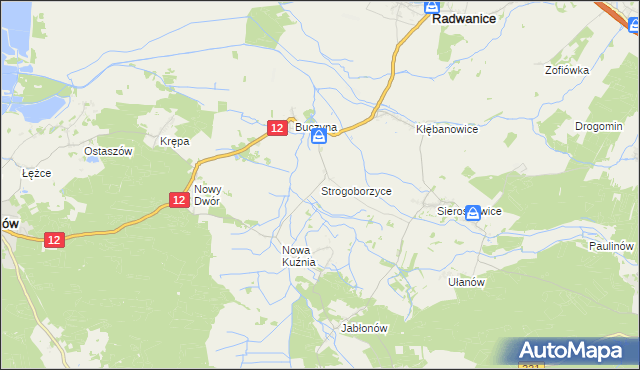 mapa Strogoborzyce, Strogoborzyce na mapie Targeo