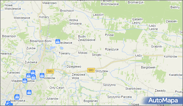 mapa Strojec gmina Kampinos, Strojec gmina Kampinos na mapie Targeo