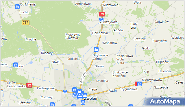 mapa Strykowice Górne, Strykowice Górne na mapie Targeo