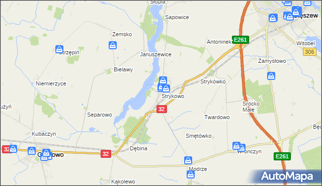 mapa Strykowo, Strykowo na mapie Targeo