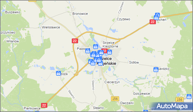 mapa Strzelce Krajeńskie, Strzelce Krajeńskie na mapie Targeo