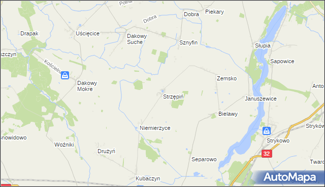 mapa Strzępiń, Strzępiń na mapie Targeo
