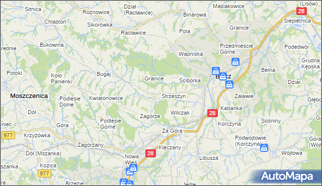 mapa Strzeszyn gmina Biecz, Strzeszyn gmina Biecz na mapie Targeo
