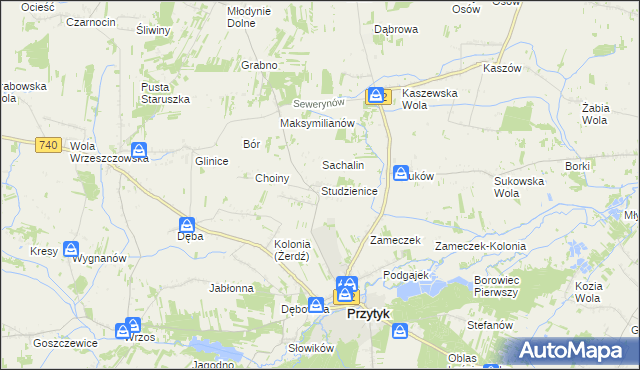 mapa Studzienice gmina Przytyk, Studzienice gmina Przytyk na mapie Targeo