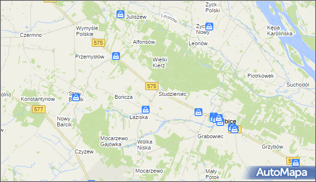 mapa Studzieniec gmina Słubice, Studzieniec gmina Słubice na mapie Targeo