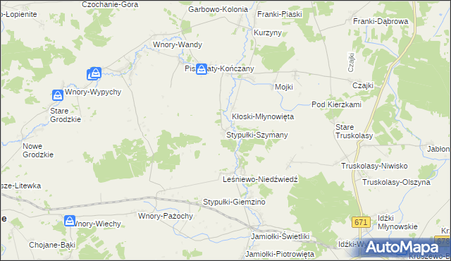 mapa Stypułki-Szymany, Stypułki-Szymany na mapie Targeo