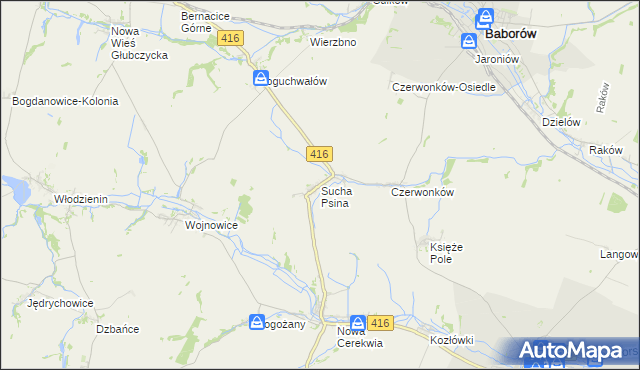 mapa Sucha Psina, Sucha Psina na mapie Targeo