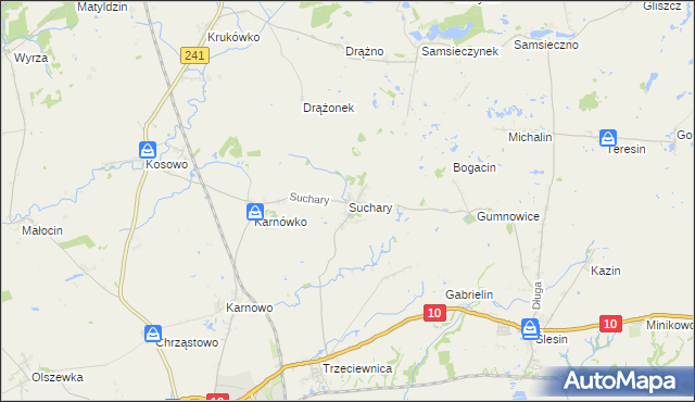 mapa Suchary gmina Nakło nad Notecią, Suchary gmina Nakło nad Notecią na mapie Targeo