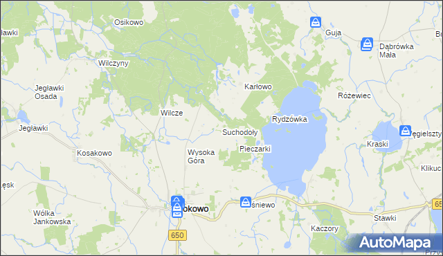 mapa Suchodoły gmina Srokowo, Suchodoły gmina Srokowo na mapie Targeo