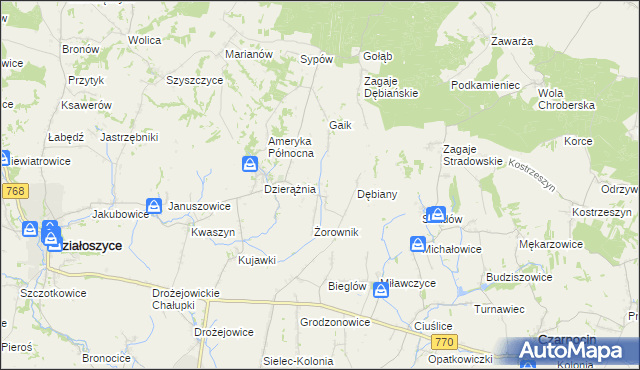 mapa Sudół gmina Działoszyce, Sudół gmina Działoszyce na mapie Targeo