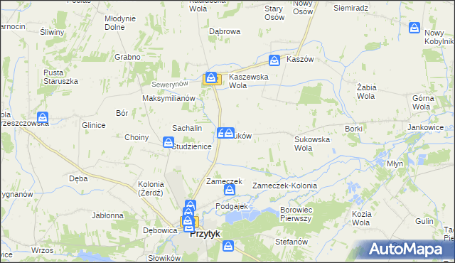 mapa Suków gmina Przytyk, Suków gmina Przytyk na mapie Targeo