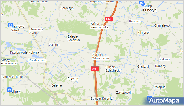 mapa Sulęcin Włościański, Sulęcin Włościański na mapie Targeo