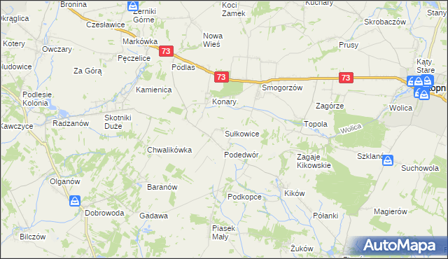 mapa Sułkowice gmina Solec-Zdrój, Sułkowice gmina Solec-Zdrój na mapie Targeo